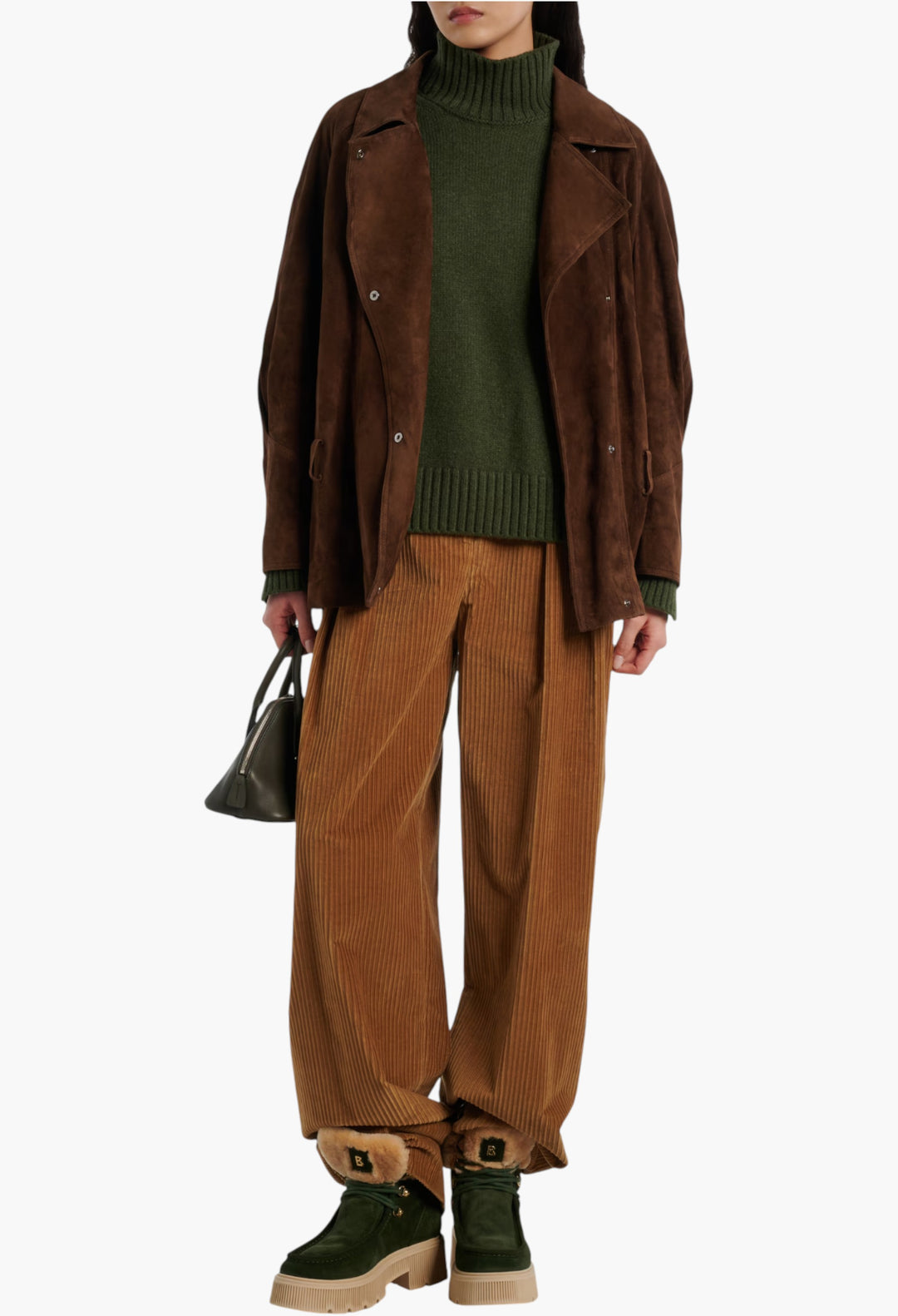 Green, Beige - Turin Shearling-Trimmed Suede Lace-Up Boots - GLAM MODA