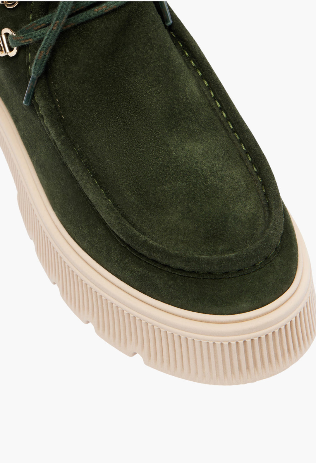 Green, Beige - Turin Shearling-Trimmed Suede Lace-Up Boots - GLAM MODA