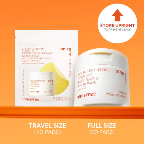 Green Tea Enzyme Vitamin C Brightening + Exfoliating Toner Pads - GLAM MODA