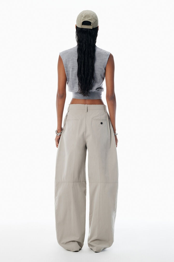 Grey Cotton - Blend Balloon-Leg Pants - GLAM MODA