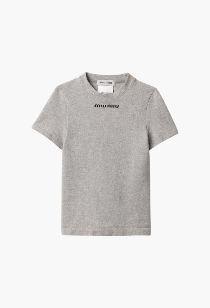 Grey - Seamless Mélange T-Shirt - GLAM MODA