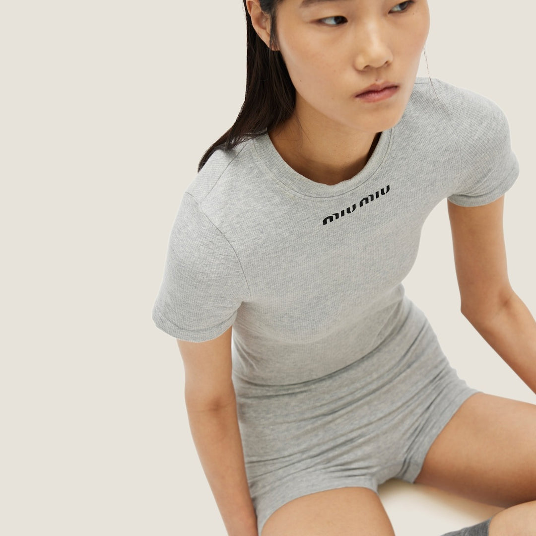 Grey - Seamless Mélange T-Shirt - GLAM MODA