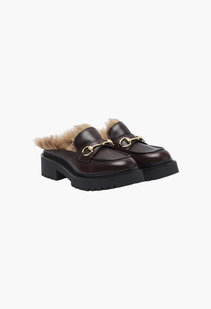 Rhody shearling-lined leather platform mules