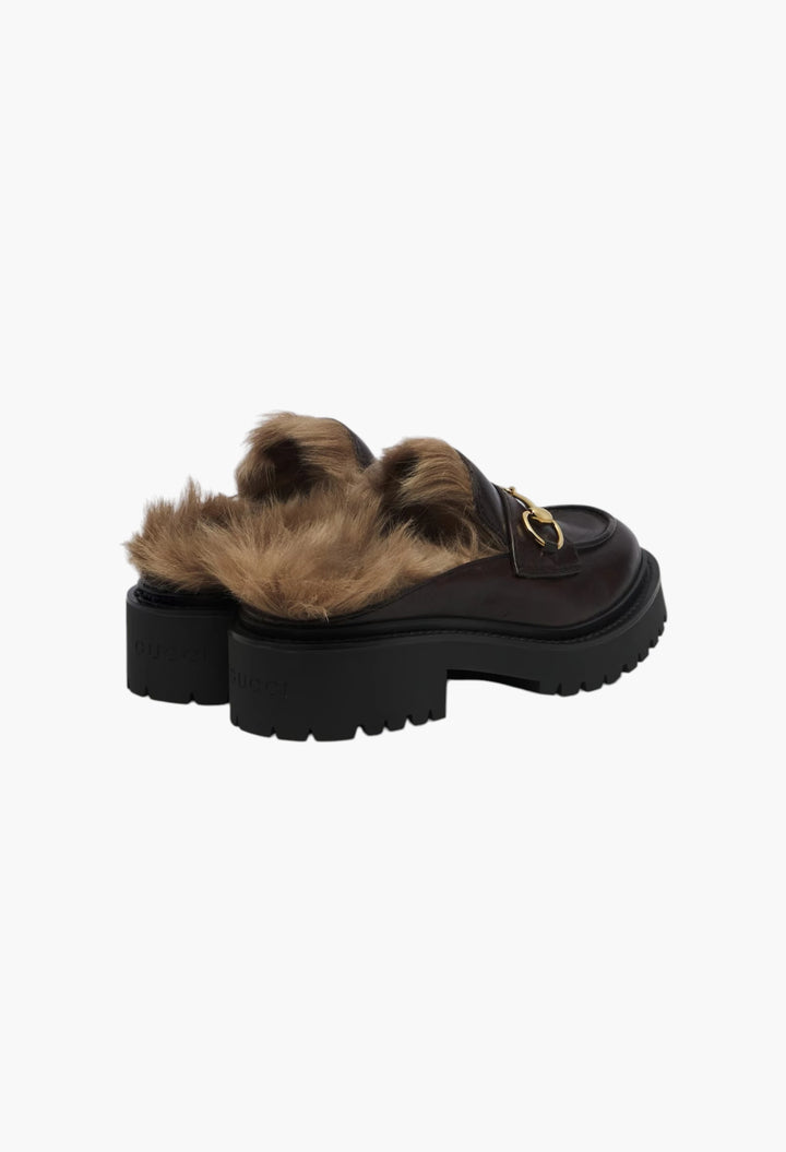 Rhody shearling-lined leather platform mules