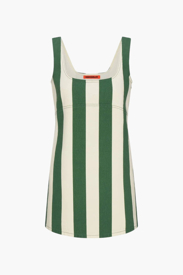 Gummy Green/Ecru - Sahara Striped Denim Dress