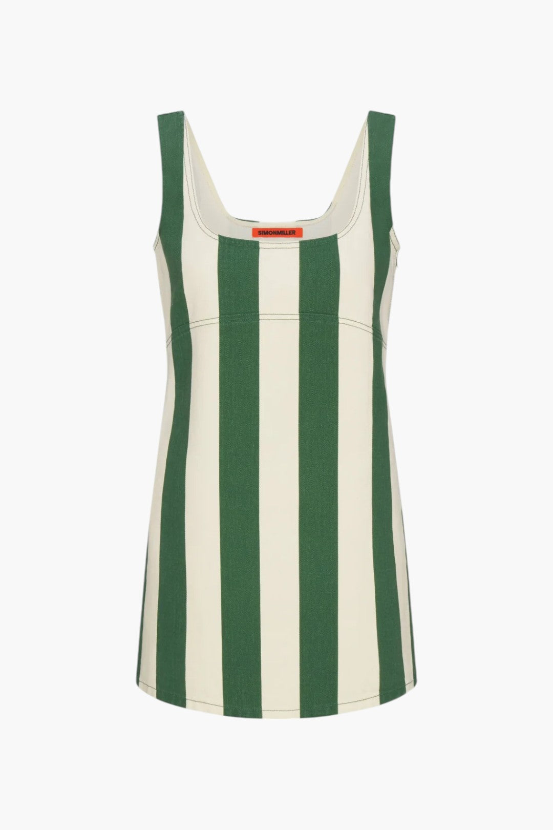 Gummy Green/Ecru - Sahara Striped Denim Dress - GLAM MODA