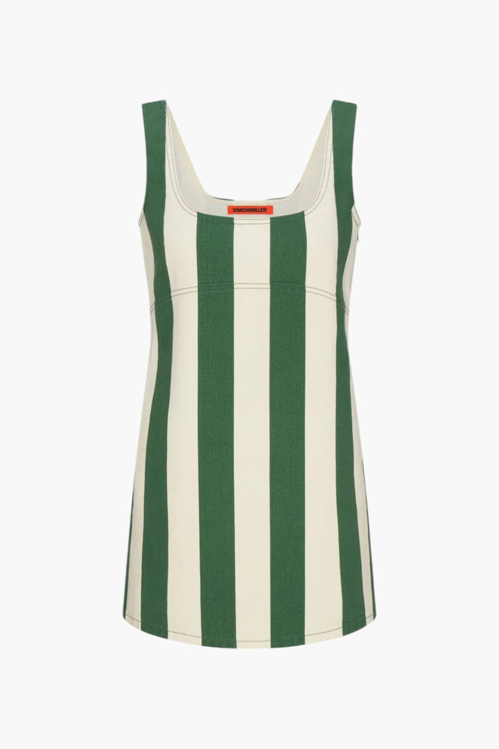Gummy Green/Ecru - Sahara Striped Denim Dress - GLAM MODA