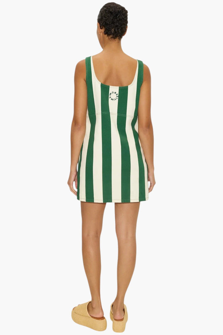 Gummy Green/Ecru - Sahara Striped Denim Dress - GLAM MODA