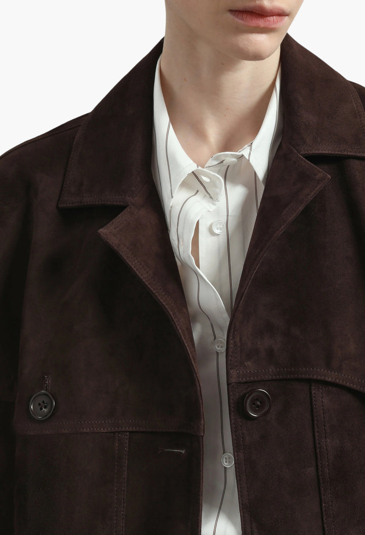 Hester Faux Suede Jacket - Brown - GLAM MODA