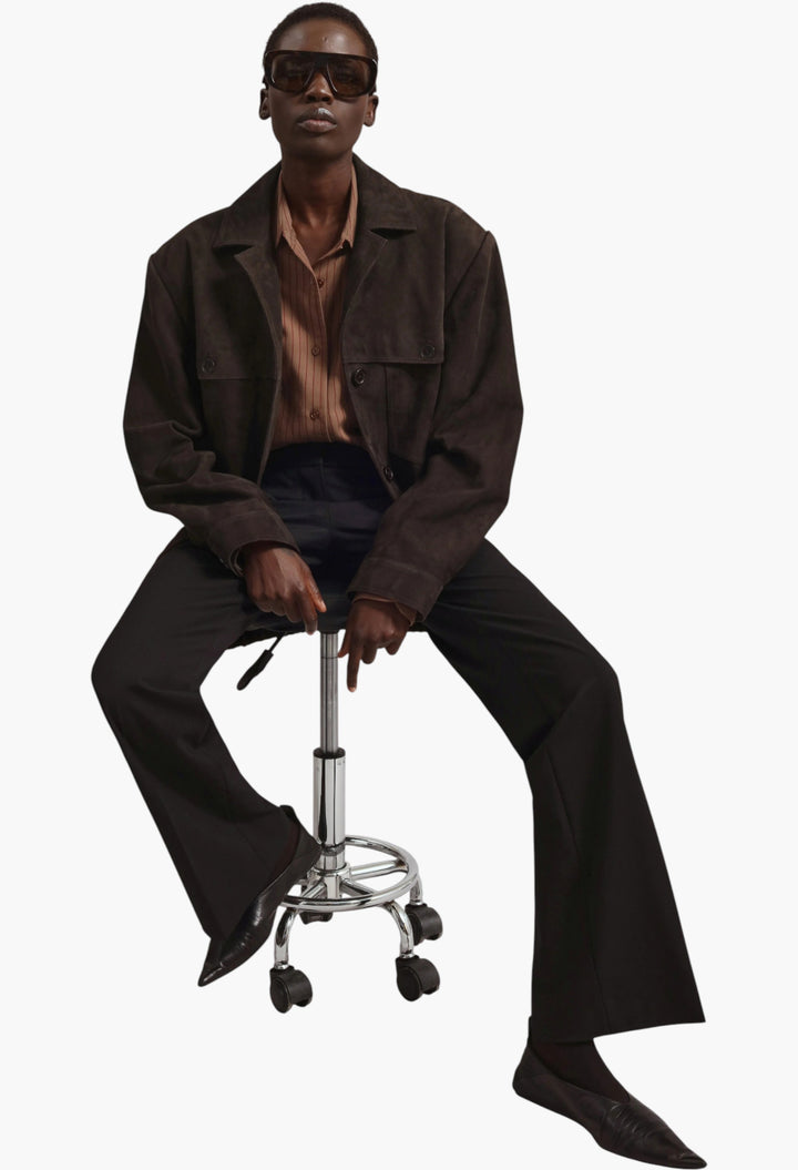 Hester Faux Suede Jacket - Brown - GLAM MODA