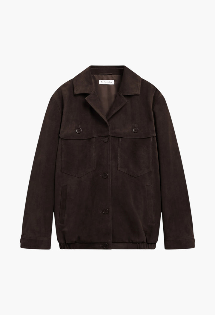 Hester Faux Suede Jacket - Brown - GLAM MODA