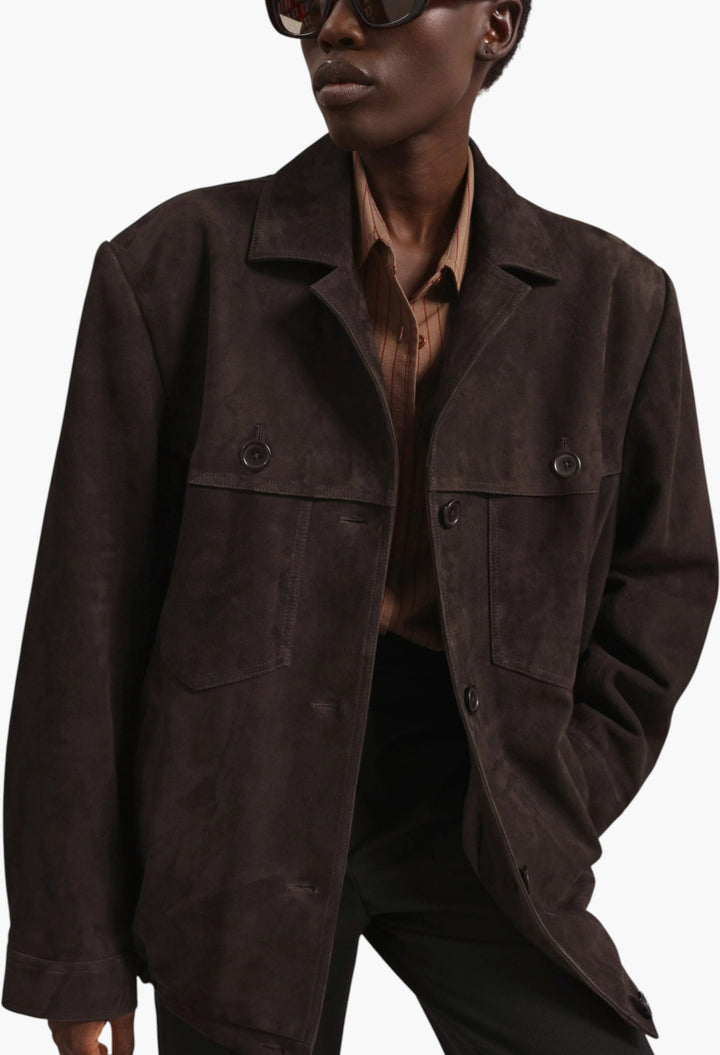 Hester Faux Suede Jacket - Brown - GLAM MODA