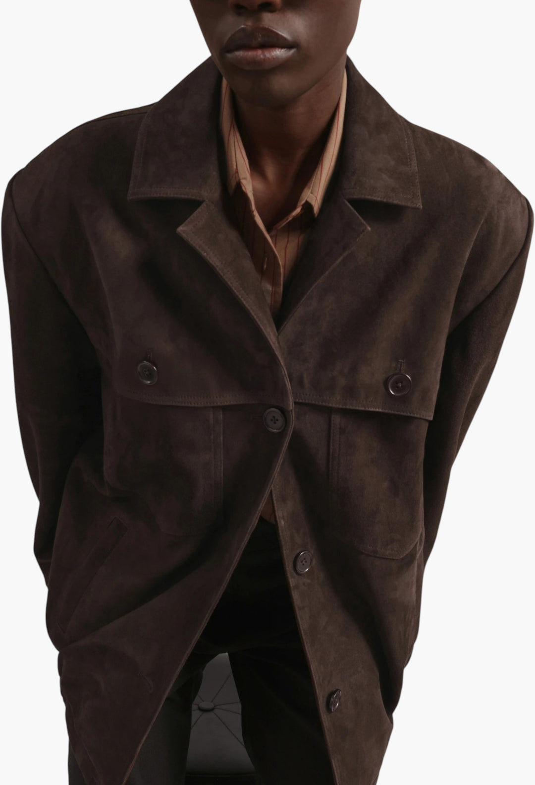 Hester Faux Suede Jacket - Brown - GLAM MODA