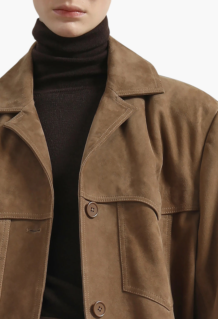 Hester Faux Suede Jacket - Camel - GLAM MODA