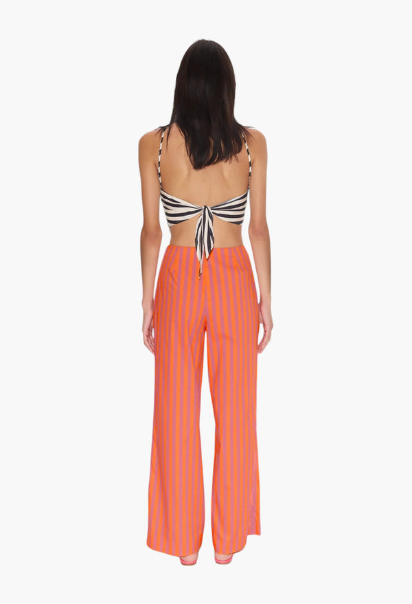 Hibiscus/Tangerine Stripe - Pia Striped Poplin Pant