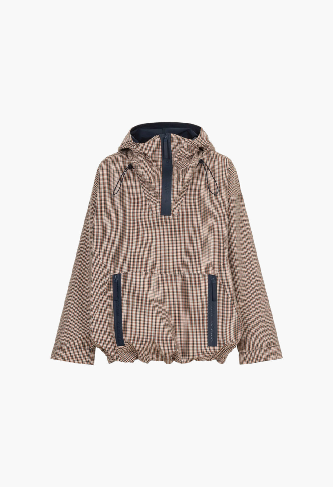 Hooded Chequered Technical Cotton Oversize Coat - GLAM MODA