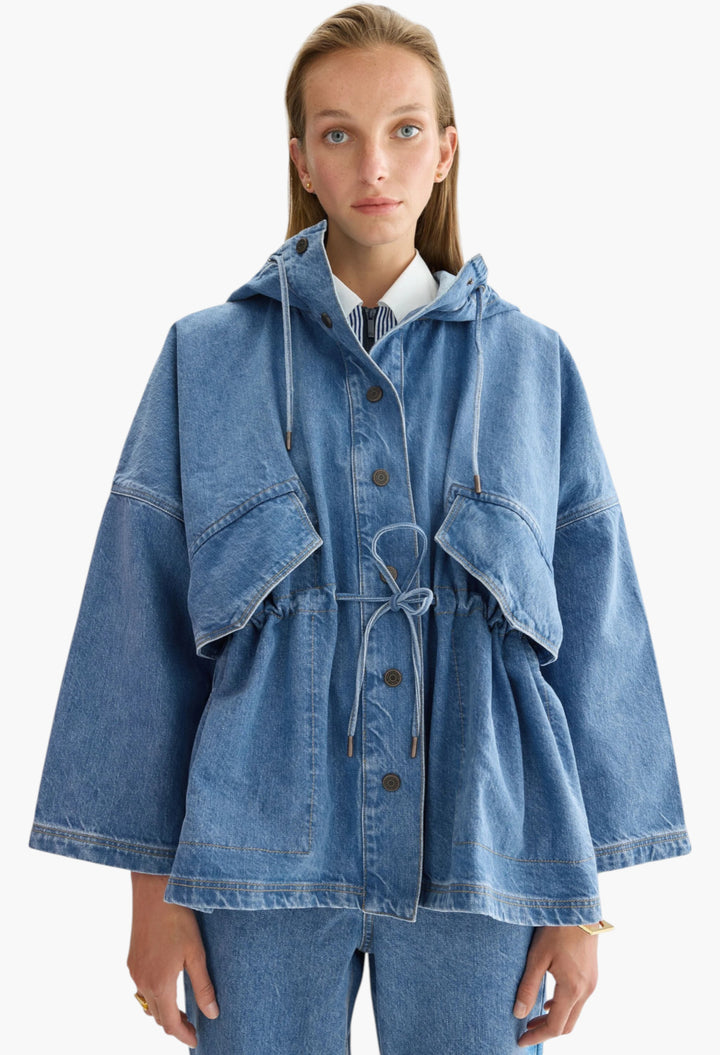 Hooded Denim Oversize Coat - GLAM MODA