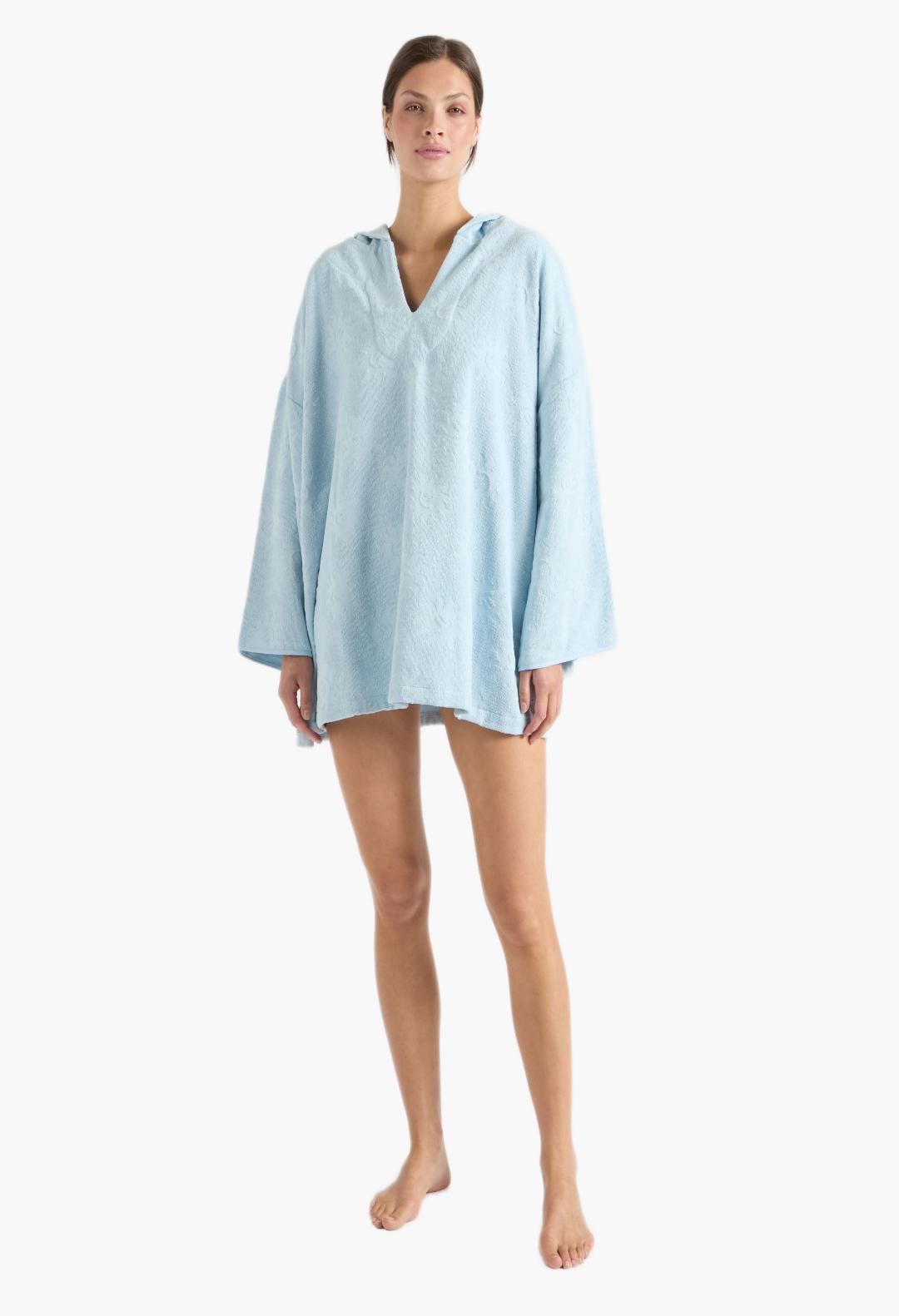 Sunny Towelling Hooded Poncho Ice Blue