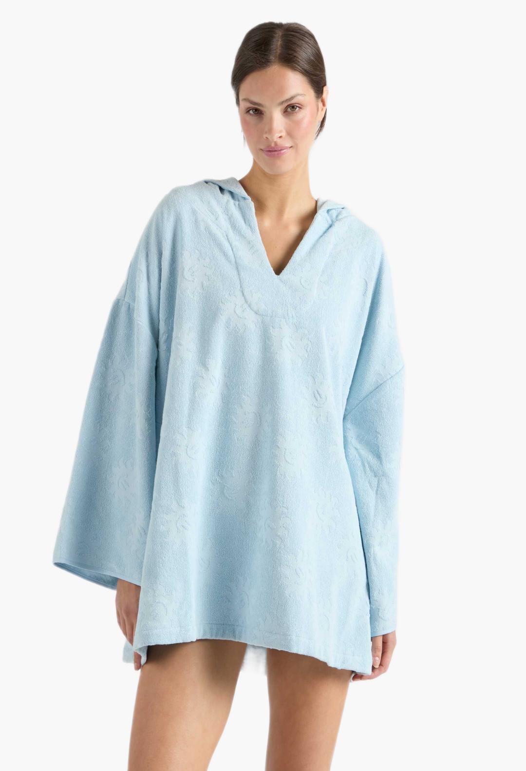 Sunny Towelling Hooded Poncho Ice Blue