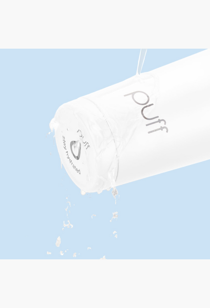 GLAM MODA Matte Shaker white stainless steel insulated water bottle with water splashing for a refreshing look