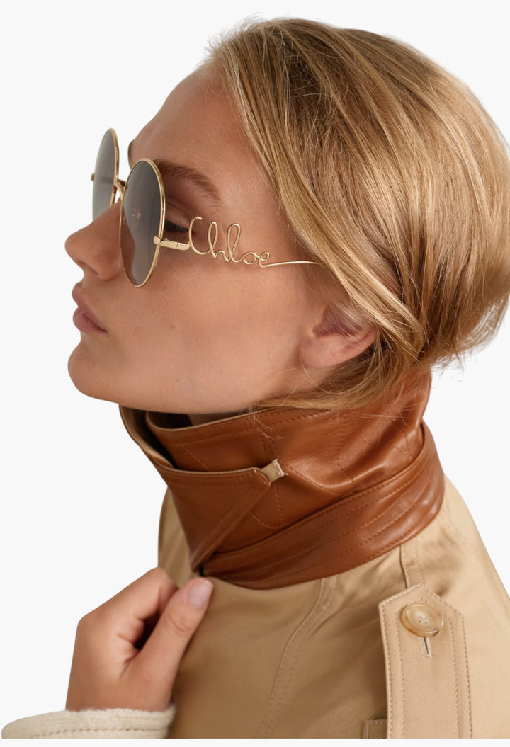 Iconic Round-Frame Gold-Tone Sunglasses - GLAM MODA