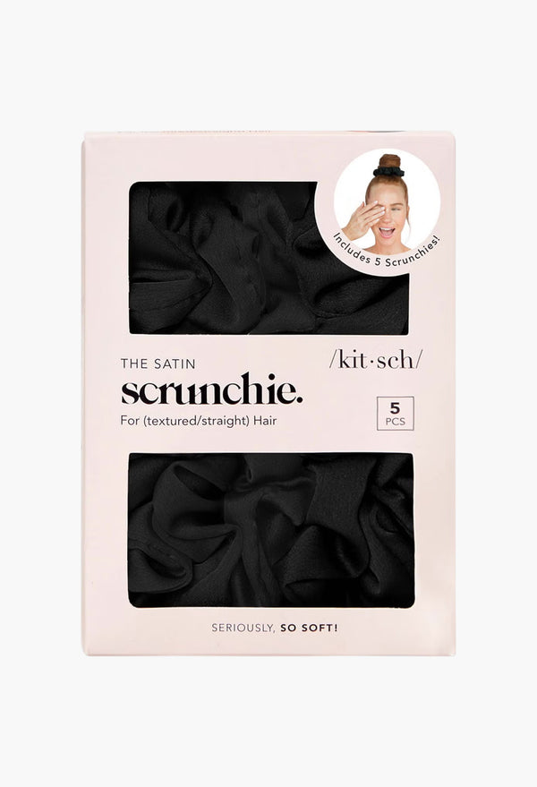 Satin Sleep Scrunchies - Black