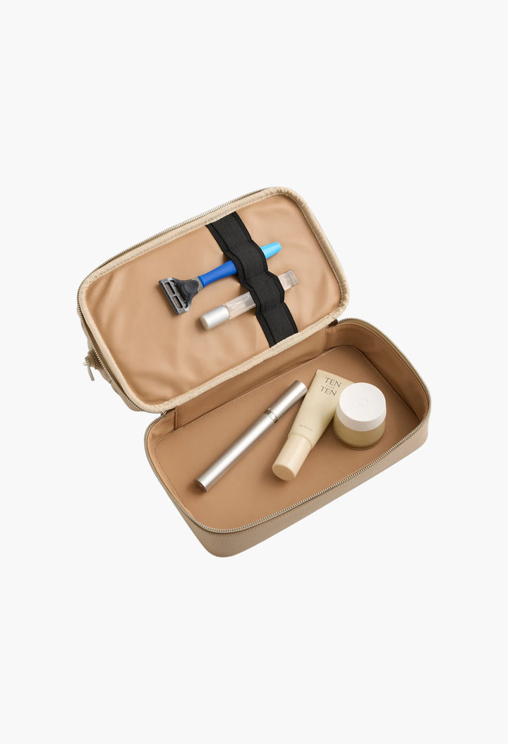 Italian Leather Dual Compartment Toiletry Bag - GLAM MODA