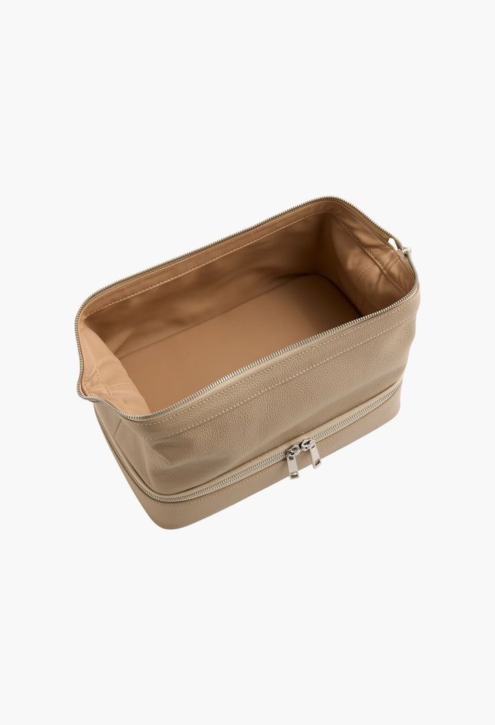 Italian Leather Dual Compartment Toiletry Bag - GLAM MODA