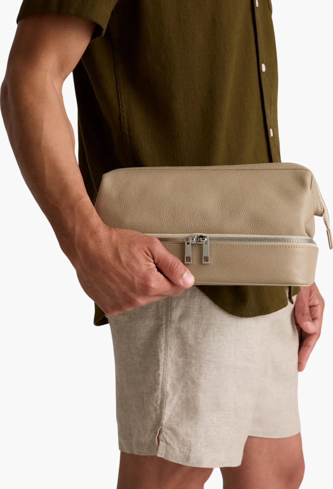 Italian Leather Dual Compartment Toiletry Bag - GLAM MODA