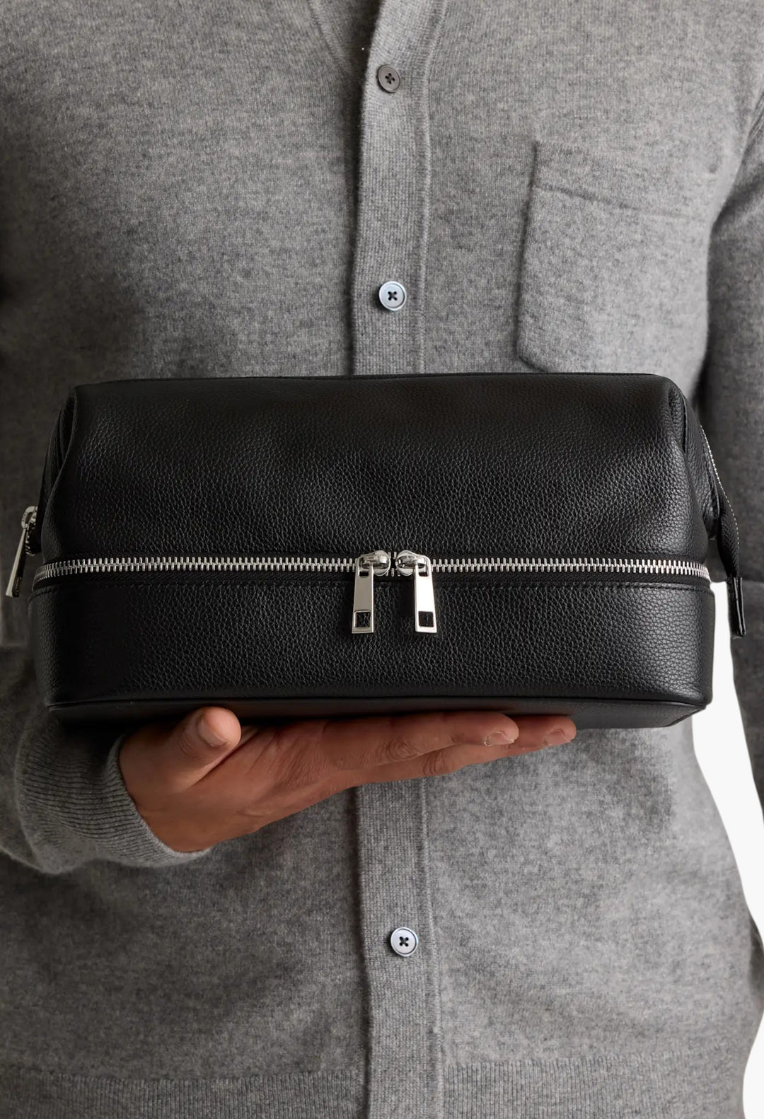 Italian Leather Dual Compartment Toiletry Bag - GLAM MODA