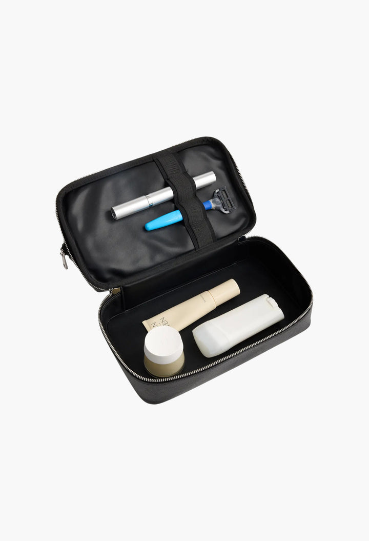 Italian Leather Dual Compartment Toiletry Bag - GLAM MODA