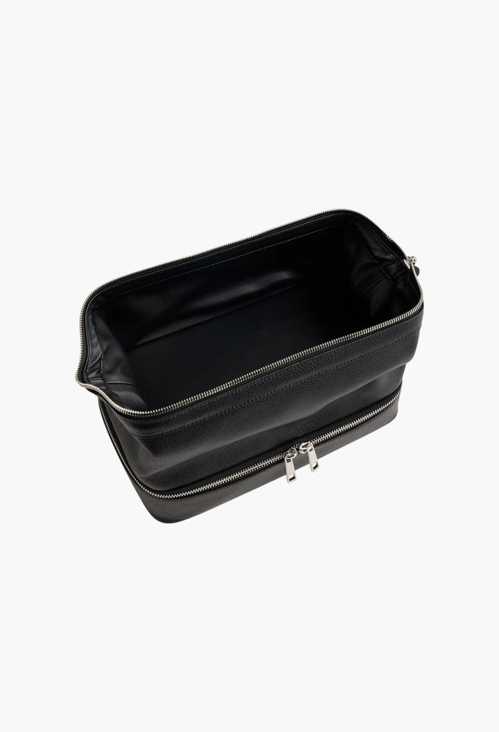 Italian Leather Dual Compartment Toiletry Bag - GLAM MODA