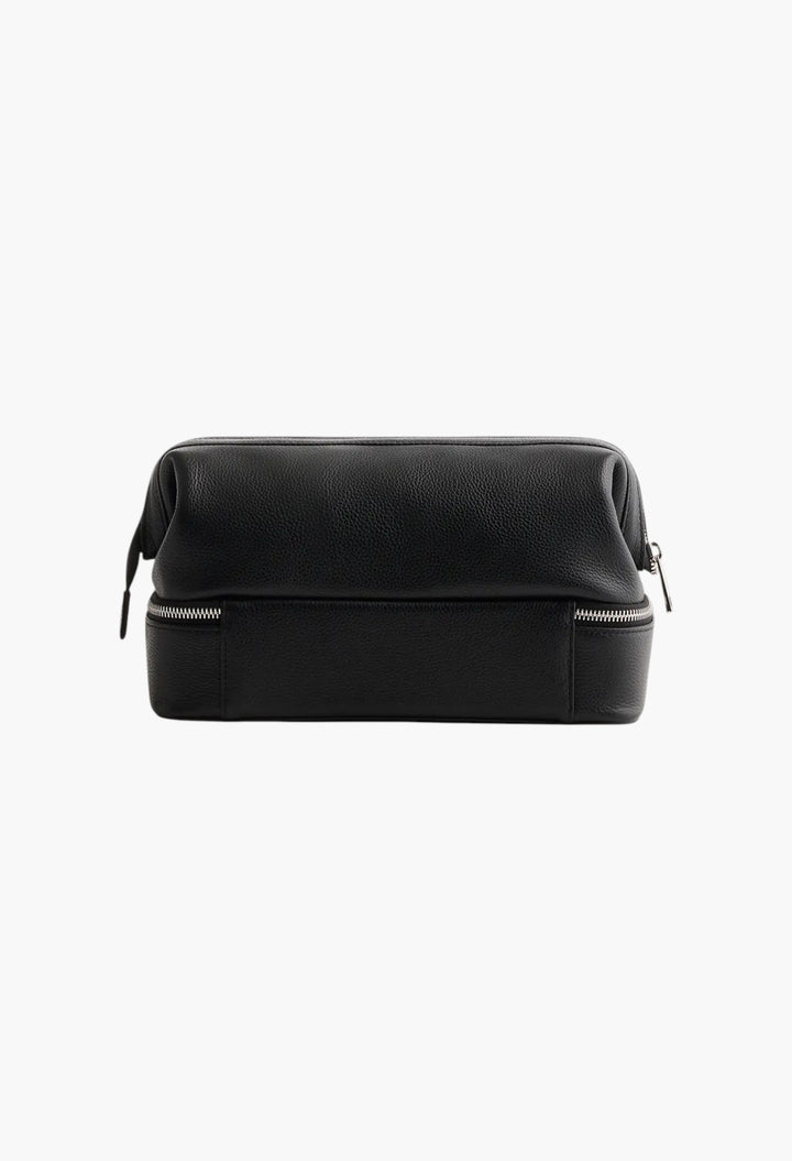 Italian Leather Dual Compartment Toiletry Bag - GLAM MODA