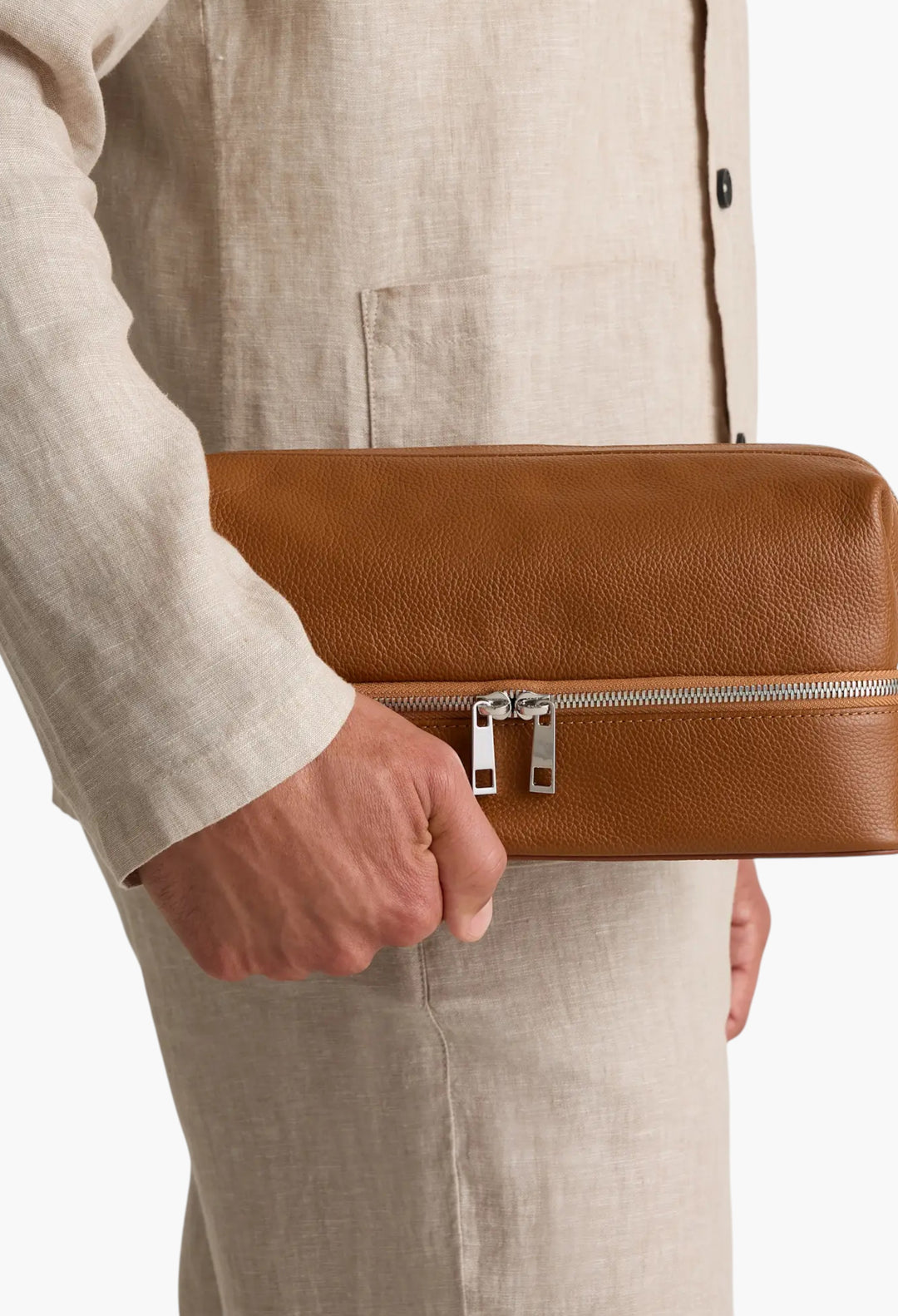 Italian Leather Dual Compartment Toiletry Bag - GLAM MODA