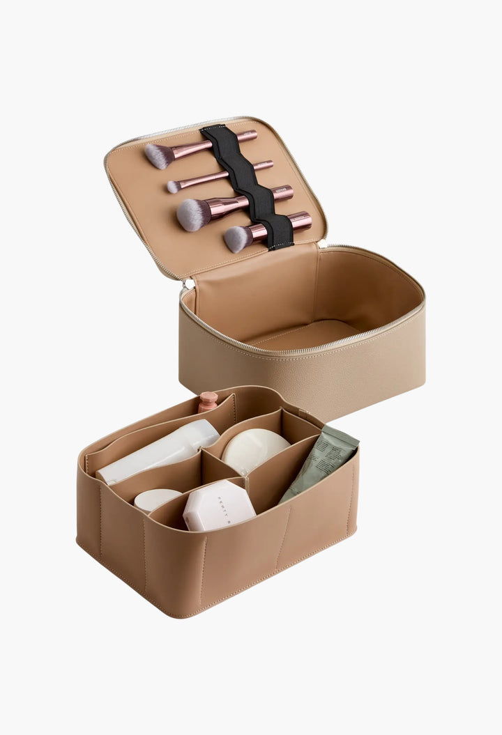 Italian Leather Travel Cosmetic Case - GLAM MODA