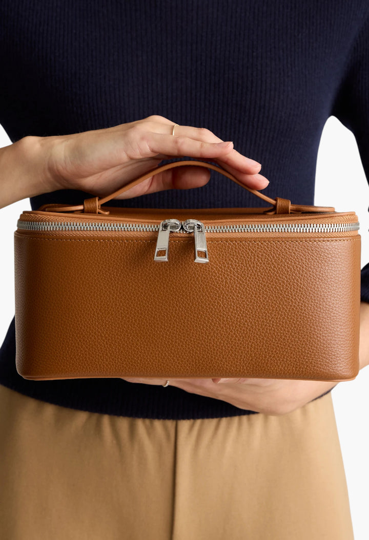 Italian Leather Travel Cosmetic Case - GLAM MODA