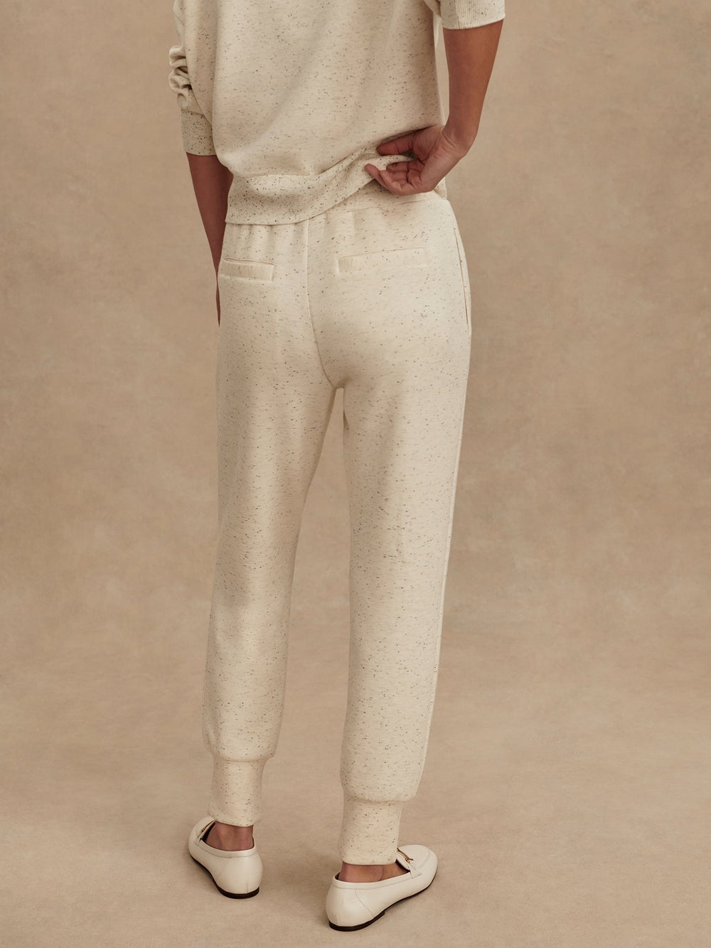 Ivory Marl Fleck - The Slim Cuff Pant 25" - GLAM MODA