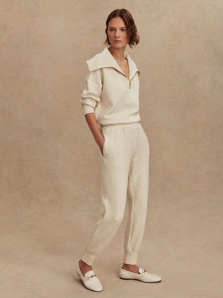 Ivory Marl Fleck - The Slim Cuff Pant 25" - GLAM MODA