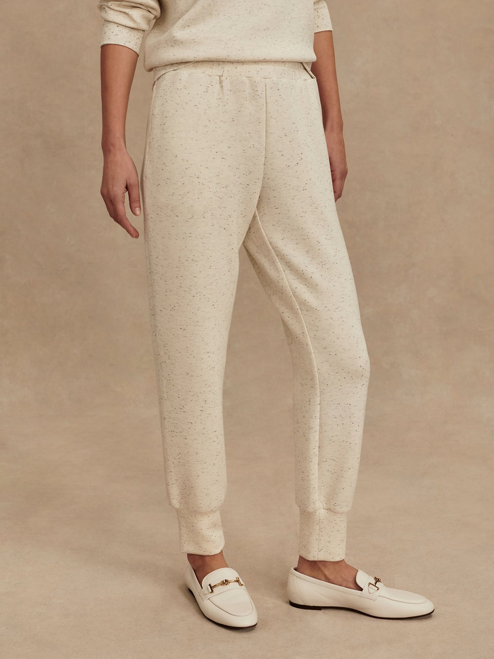 Ivory Marl Fleck - The Slim Cuff Pant 25" - GLAM MODA