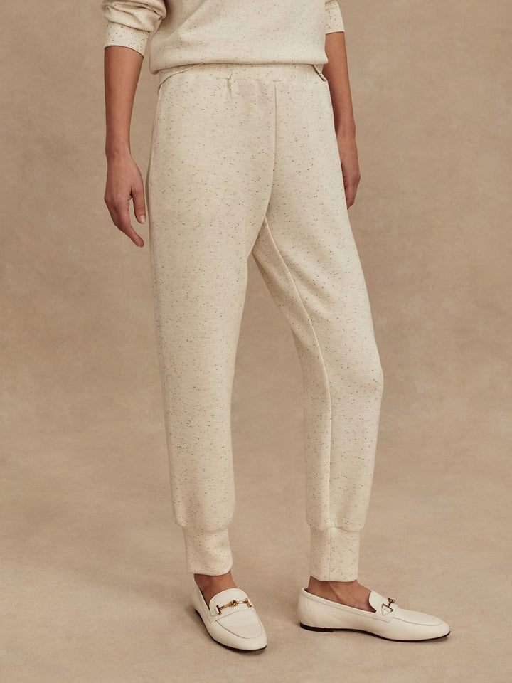 Ivory Marl Fleck - The Slim Cuff Pant 25" - GLAM MODA