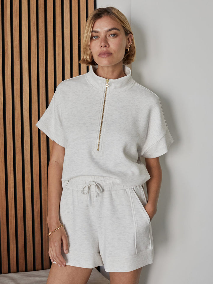 Ivory Marl - Ritchie Short Sleeve Sweat - GLAM MODA