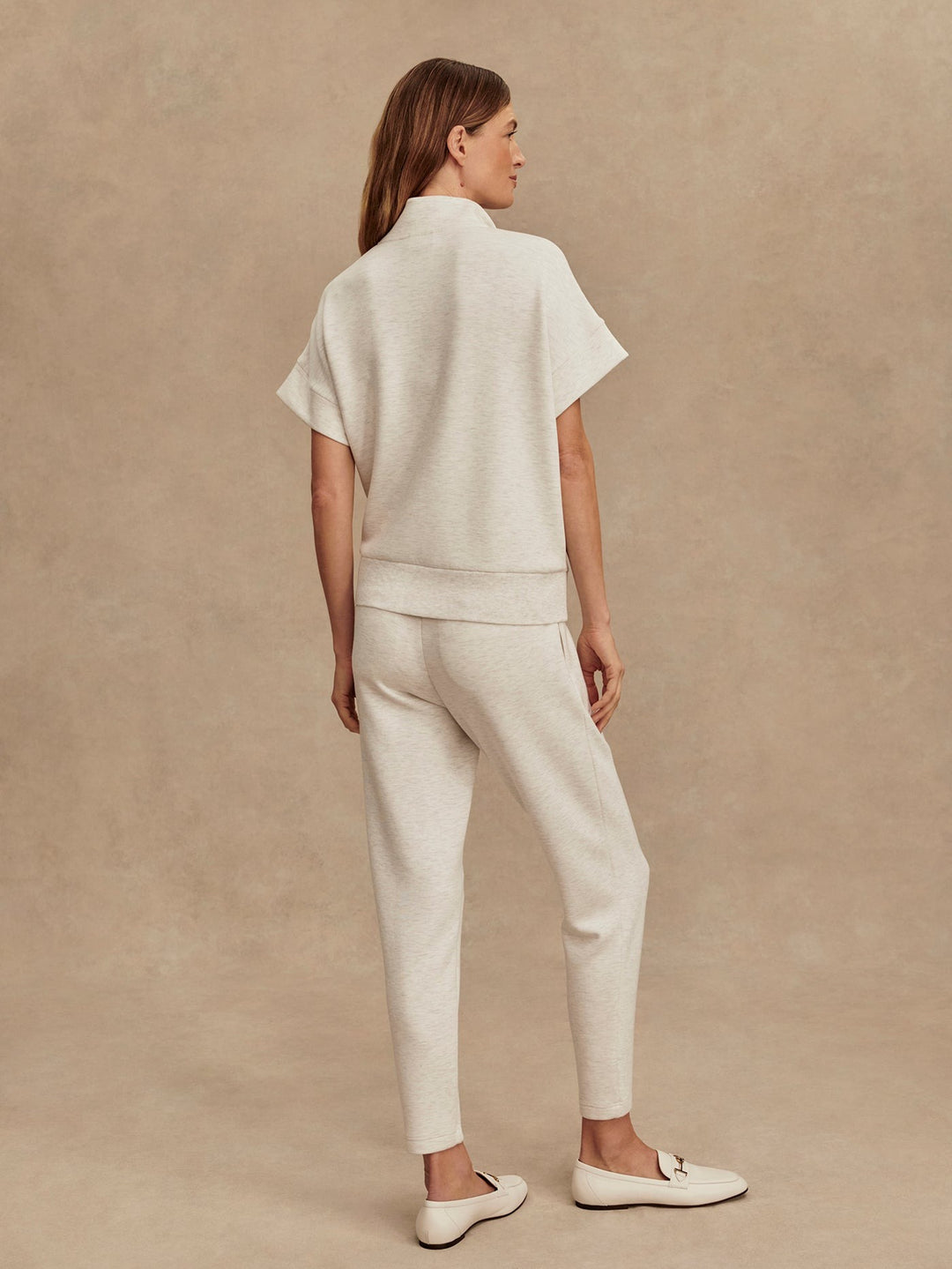 Ivory Marl - Ritchie Short Sleeve Sweat - GLAM MODA