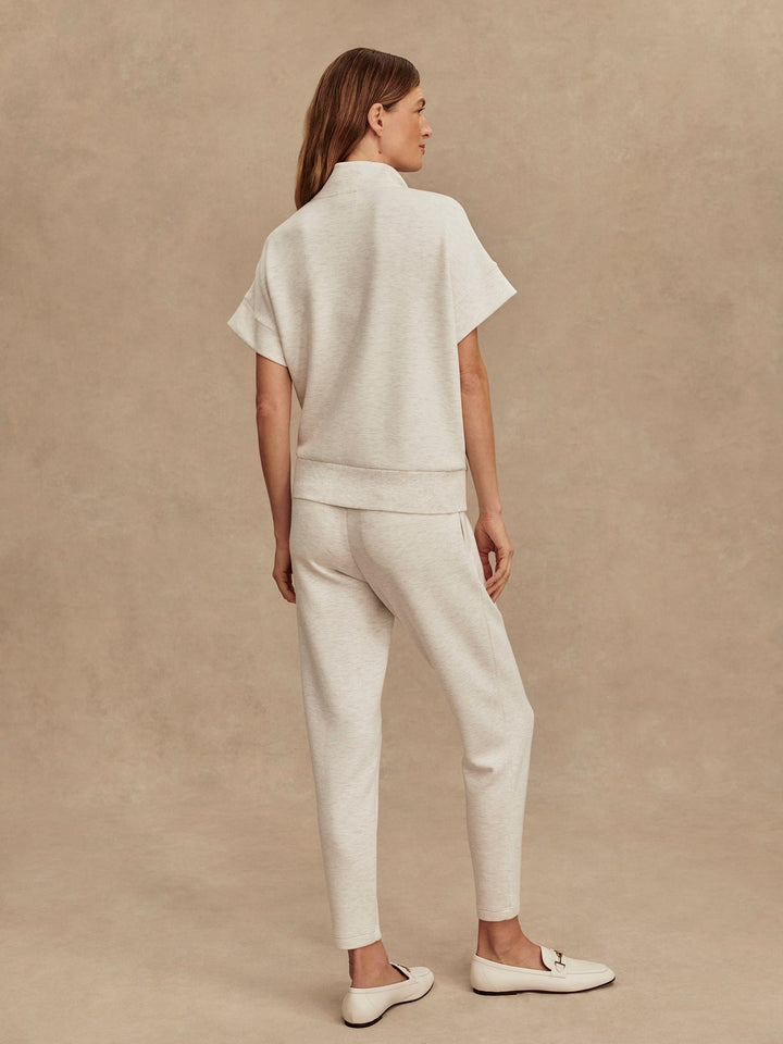 Ivory Marl - Ritchie Short Sleeve Sweat - GLAM MODA