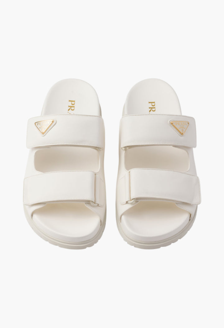 Ivory - Nappa Leather Slides - GLAM MODA