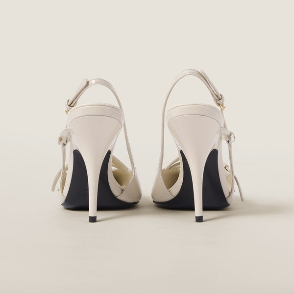 Ivory - Patent Leather Slingbacks With Buckles