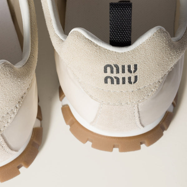 Ivory - Tyre technical fabric and suede sneakers