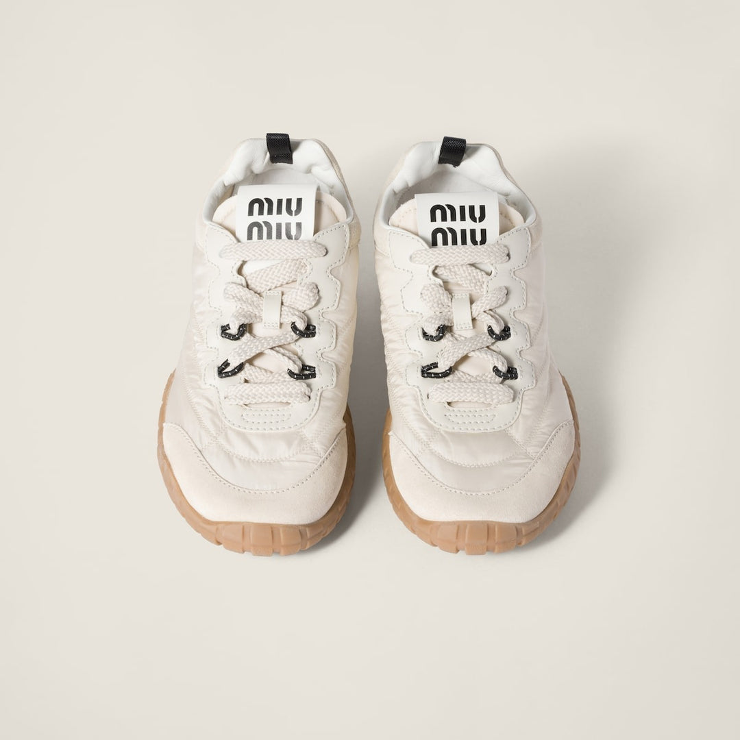 Ivory - Tyre technical fabric and suede sneakers - GLAM MODA