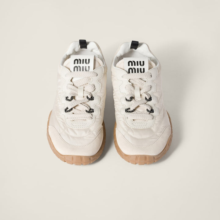 Ivory - Tyre technical fabric and suede sneakers - GLAM MODA