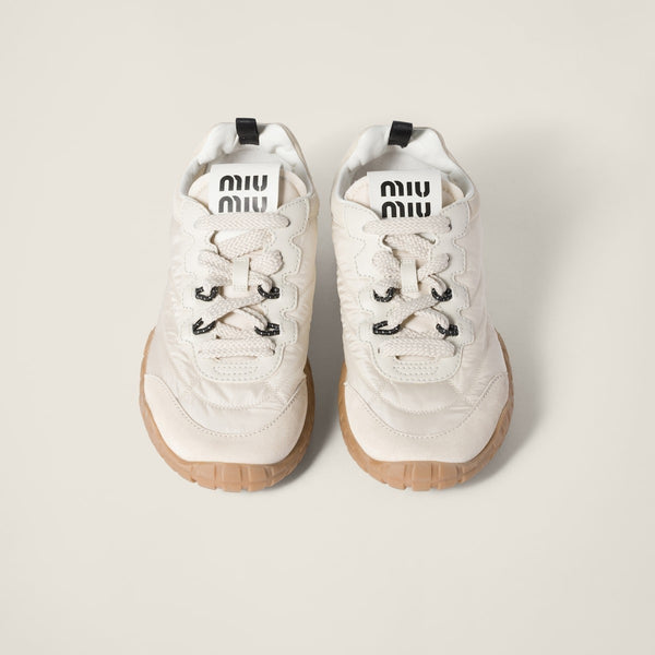 Ivory - Tyre technical fabric and suede sneakers