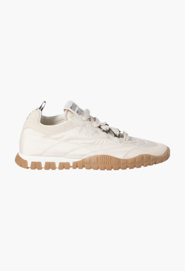 Ivory - Tyre technical fabric and suede sneakers